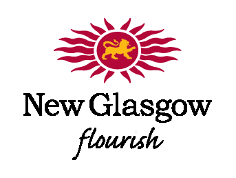 Town of New Glasgow flourish logo: yellow lion inside a red sun.